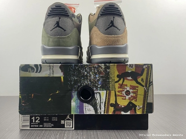 Official Maikesneakers Patchwork Jordan 3 DO1830-200 Camo Air Retro 0729